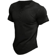 Brad™ - Kortärmad Henley T-shirt i Bomull